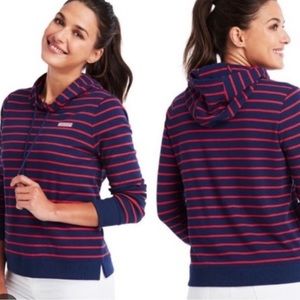 Vineyard Vines nautical red and white striped hooded pullover